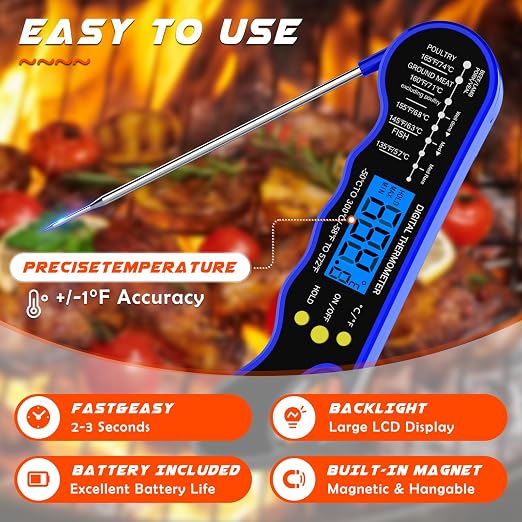 TRAUSI Instant Read Meat Thermometer, Fast & Accurate Digital Food Thermometer - Image 4