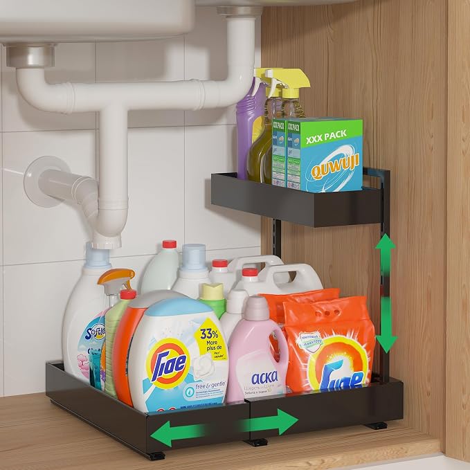 REALINN Expandable Under Sink Organizers and Storage, 2 Tier Under Cabinet by REALINN