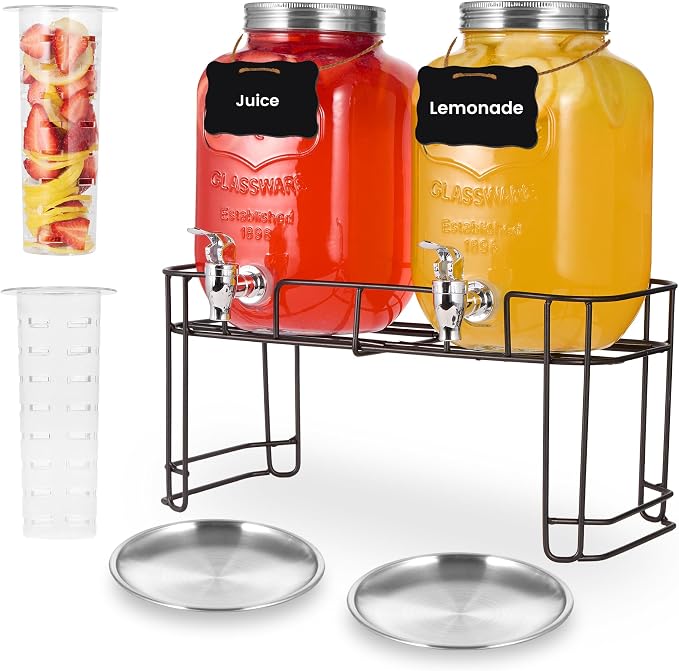 2 Pack1 Gallon Glass Drink Dispensers by Quald