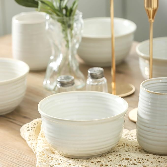 Hasense Cereal Bowls, 20 Ounce Soup Bowls Set of 6, Ceramic Deep Bowl - Image 6