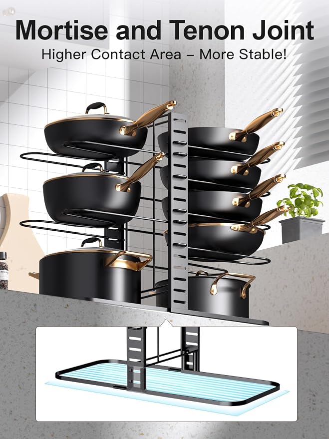 MUDEELA Pots and Pans Organizer Rack under Cabinet 14.55in Height, 8-Tiers - Image 4