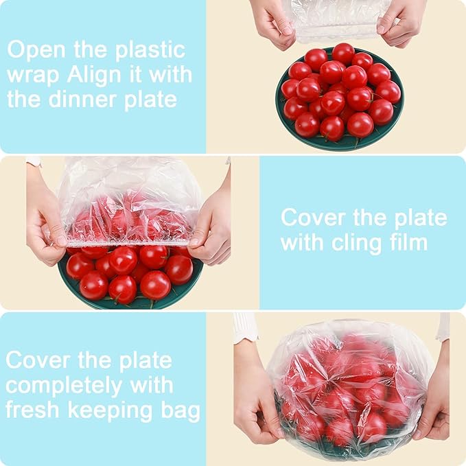 500pcs Plastic Bowl Covers Elastic Reusable Food Covers Outdoor Thickend - Image 4
