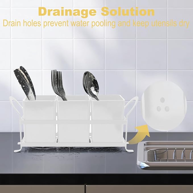 ECOIOU Cutlery Holder with Drain Holes, kitchen counter, Forks and Knives - Image 3