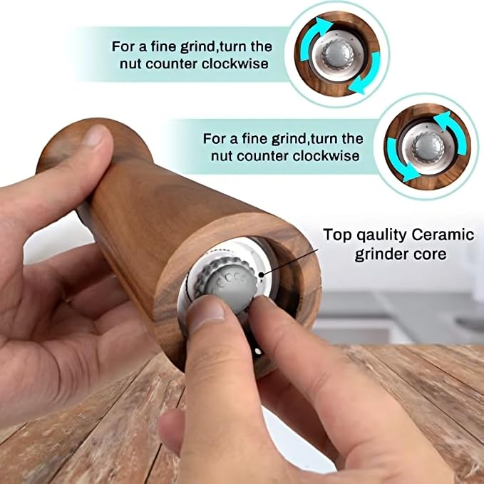 Wooden Salt and Pepper Grinder Set, Pepper Grinder Pepper Mill - Image 5
