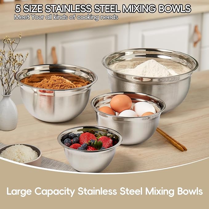 WEPSEN Mixing Bowls Set, Measuring Cups and Spoons - Image 3