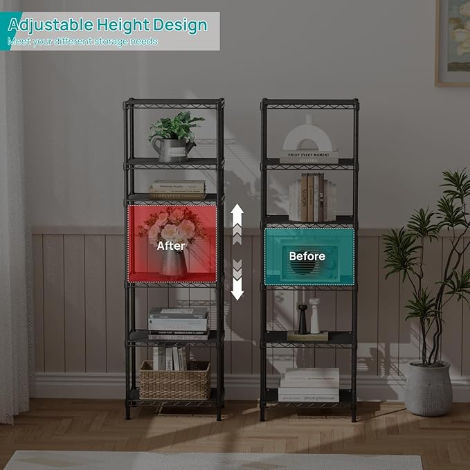 SINGAYE 6 Shelves Bathroom Organizers and Storage Shelf Wire Closet Metal - Image 6