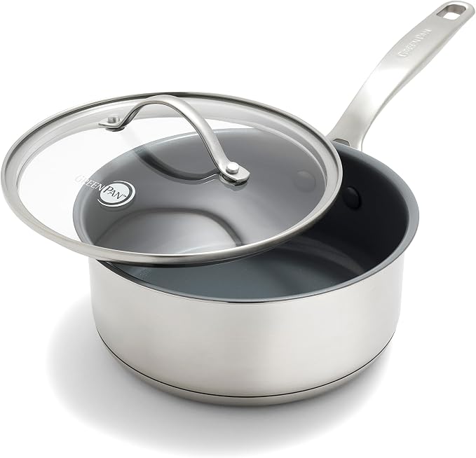 GreenPan Stainless Steel Treviso 2.1QT Saucepan by GreenPan