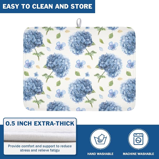 Spring Summer Hydrangea Dish Drying Mat - Image 5