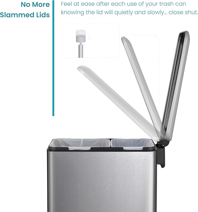 Home Zone Living 13 Gallon Slim Kitchen Trash Can - Image 5