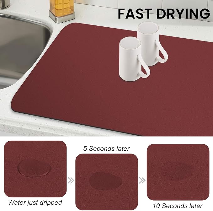 WISELIFE Dish Drying Mat Super Absorbent Drying Mat Large Dish Drying Mats - Image 4