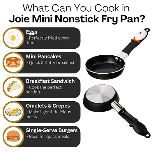 Joie Mini Egg Frying Pan, Small Nonstick Skillet, Heat-Resistant Handle - Image 3