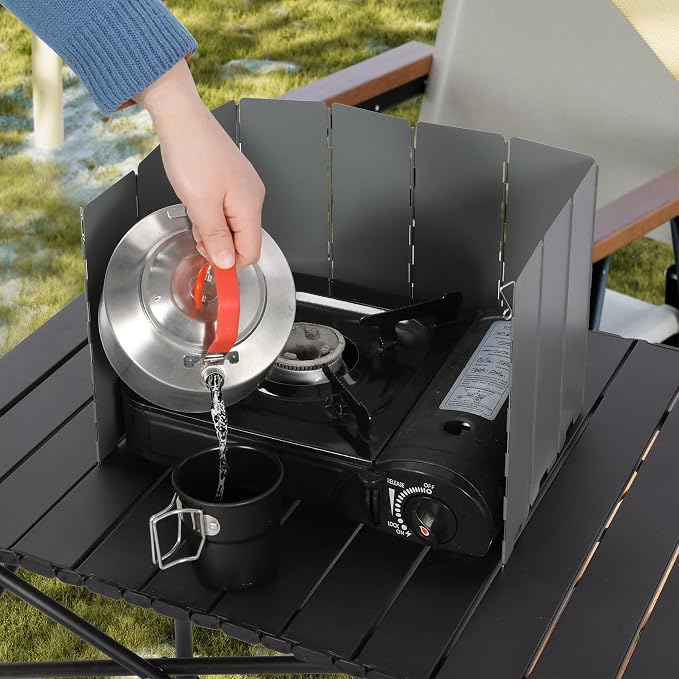 REDCAMP Folding Outdoor Stove Windscreen, 10 Plates Iron Camping Stove - Image 9