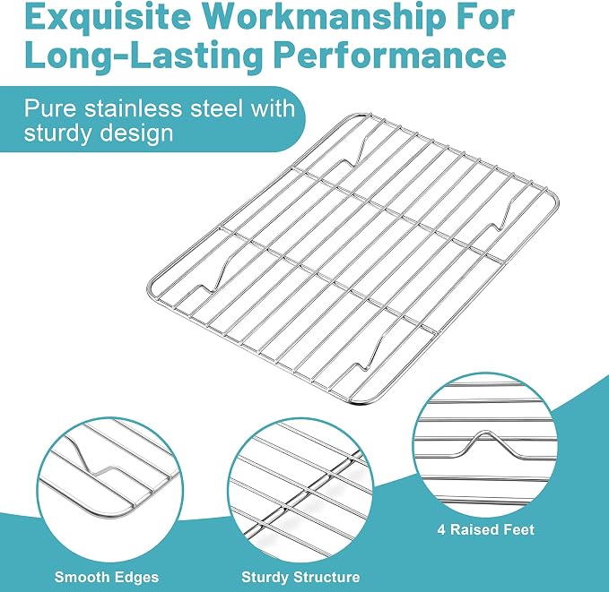 TeamFar Cooling Rack, 8.75” x 6.25” Stainless Steel Wire Baking Rack - Image 3