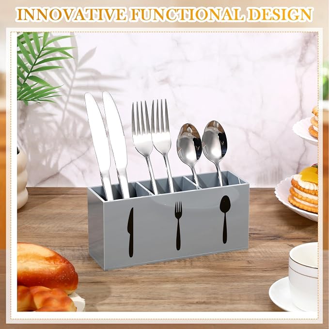 Suzile Acrylic Cutlery Storage Organizer Bin Silverware Caddy Countertop Knife - Image 4