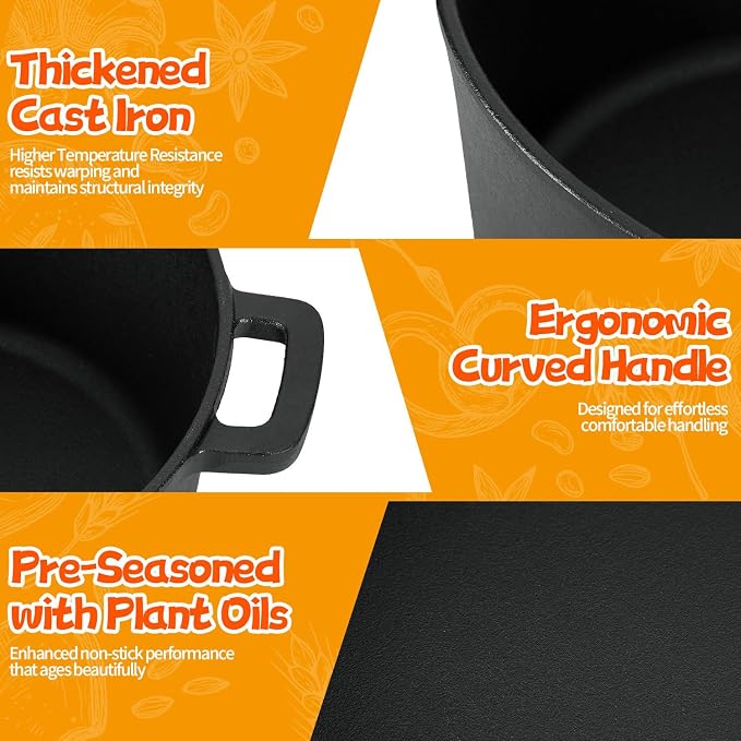 5 Qt Cast Iron Dutch Oven for Bread Baking, Sourdough Dutch Oven - Image 5