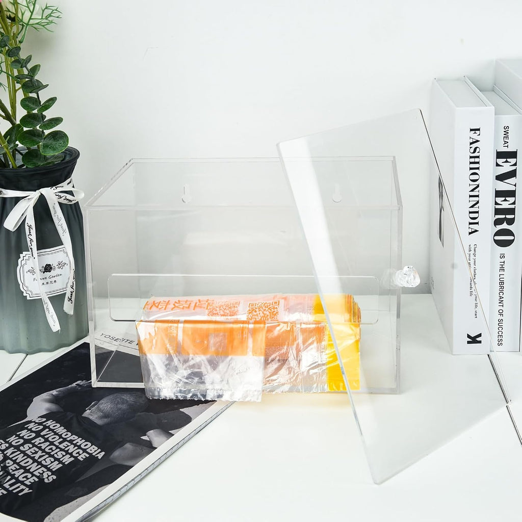 Trash Garbage Bag Holder Dispenser Clear Acrylic Organizer Wall Mount