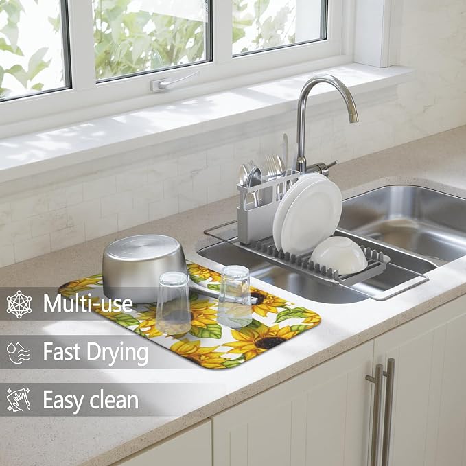 Dish Drying Mat for Kitchen Counter 2 Pack - Image 2