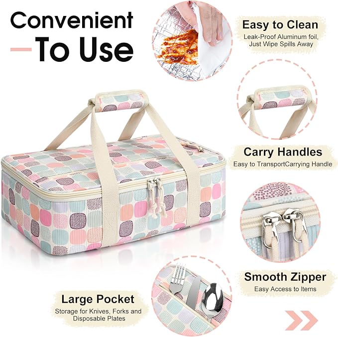 Corduroy Casserole Carrier, Insulated Lasagna Lugger - Image 3