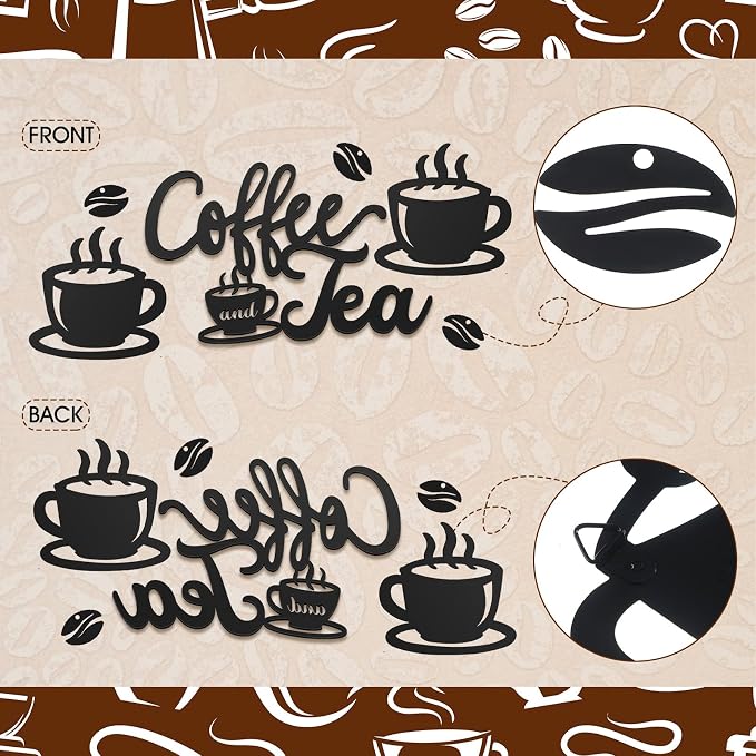 Ferraycle Rustic Metal Coffee Bar Signs Hanging Wall Decor - Image 4