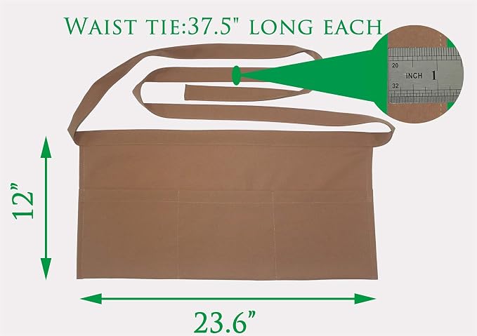 Resist water 3 big Pockets Waist Server Apron Kitchen Restaurant Unisex Half - Image 2