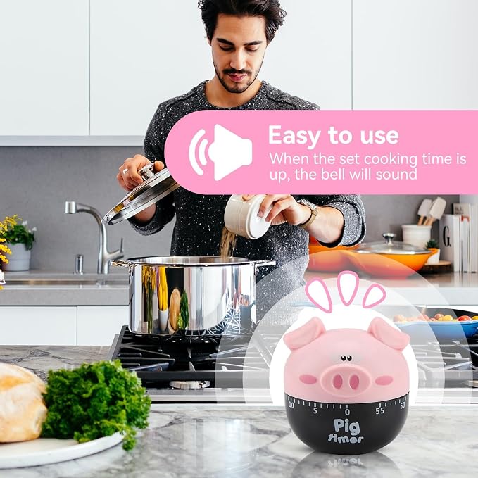 Cute Pig Kitchen Timer, 55 Minute Timer Mechanical Count Down Timer Clock - Image 6