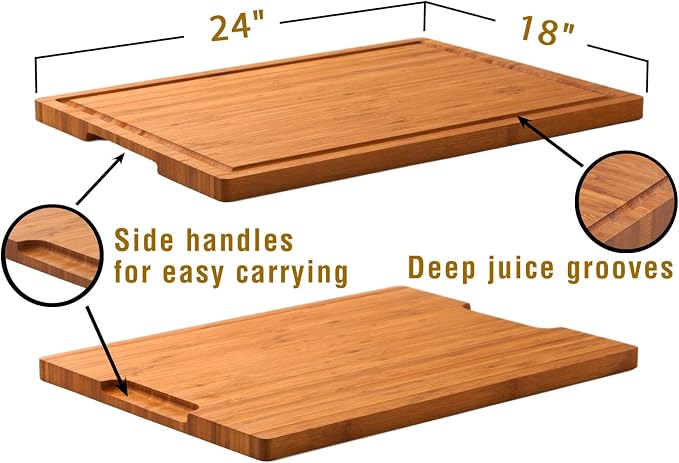 Allsum Extra Large Carbonized Bamboo Wood Cutting Boards - Image 2