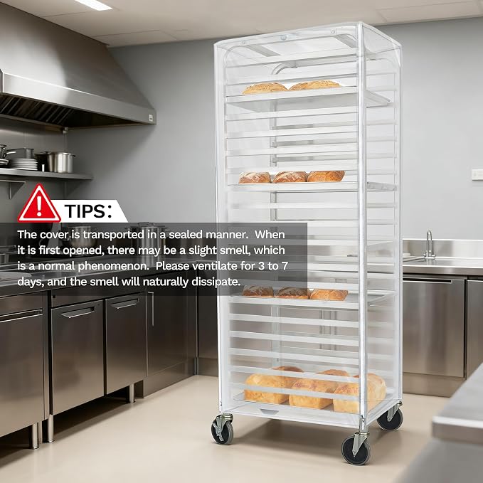 BIEAMA Bun Rack Cover – 20 Tier Commercial Bakers Racks Sheet Pan Rack Cover PVC - Image 6