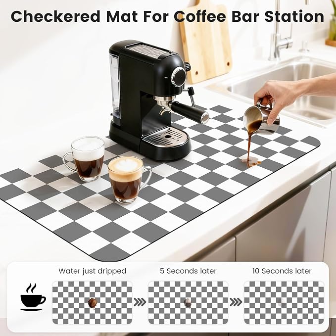 17" x 32" Checkered Dish Drying Mat - Image 3