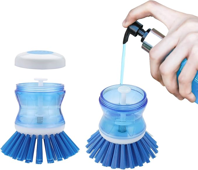 Dish Brush with Soap Dispenser for Dishes Pot Pan Kitchen Sink Scrubbing - Image 3