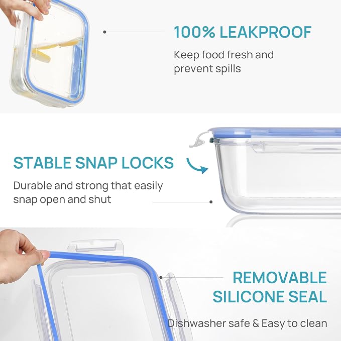 Vtopmart 2Pack 1860ml/63oz Large Glass Storage Containers - Image 6