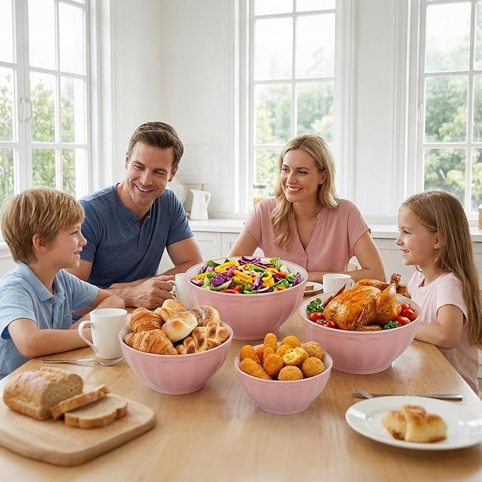 BoxedHome Mixing Bowls with Lids Set, 4PK Large 0.2” Thick Plastic Nesting - Image 2
