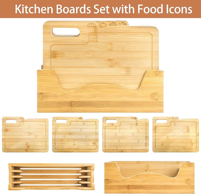 ZENFUN 4 Pack 12.5"L x 9.8"W Bamboo Cutting Boards - Image 4