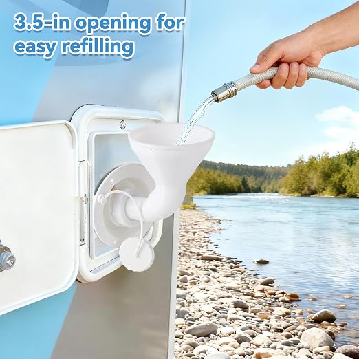 RV Water Inlet Funnel, 3.54-in Wide Mouth Gravity Fresh Water Tank Fill Funnel - Image 4