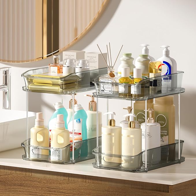 Delamu 2-Tier Under Sink Organizers and Storage, Pull Out Kitchen Pantry - Image 7