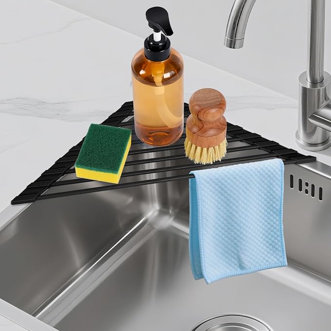HANZENMA Triangular Sink Rack, Foldable Sink Drying mat, Heat-Resistant by HANZENMA