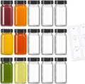 LANDNEOO 15 Pack 2 oz Glass Shot Mini Bottles w/Black Lids & 15 Labels by MakeLifeBetterEasier