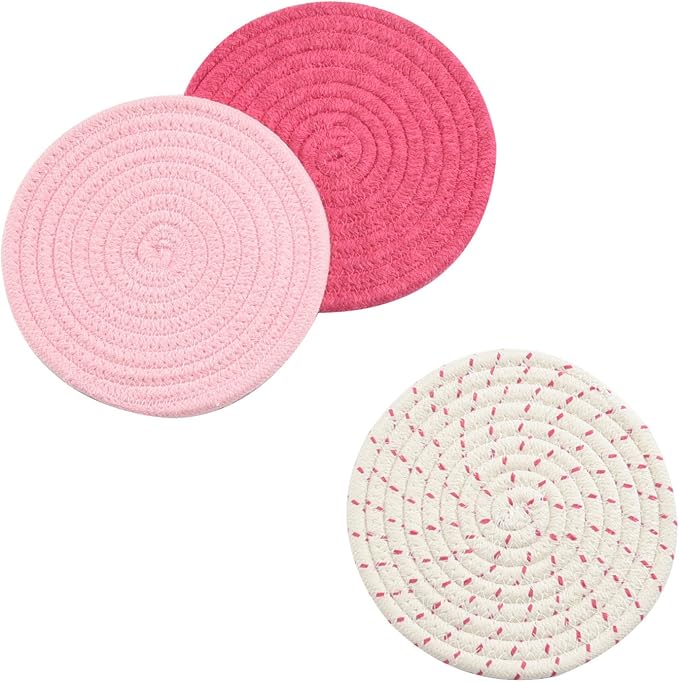 Kitchen Potholders Set Trivets Set 100% Pure Cotton Thread Weave Hot Pot - Image 3