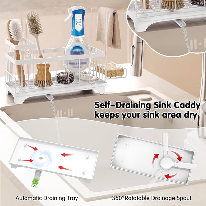 VOOWO Sponge Holder for Kitchen Sink, Compact Sink Caddy - Image 4