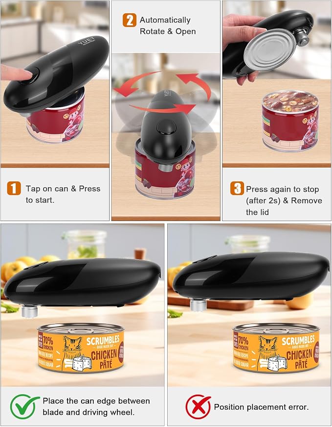YUET Electric Can Opener, Battery Powered Automatic One-Touch Can Opener - Image 4