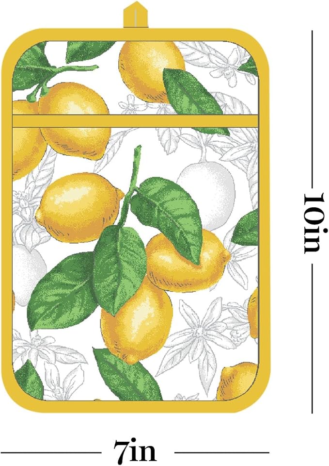 Martha Stewart Lots of Lemons Modern Kitchen Towel, Oven Mitt & Potholder Set - Image 9