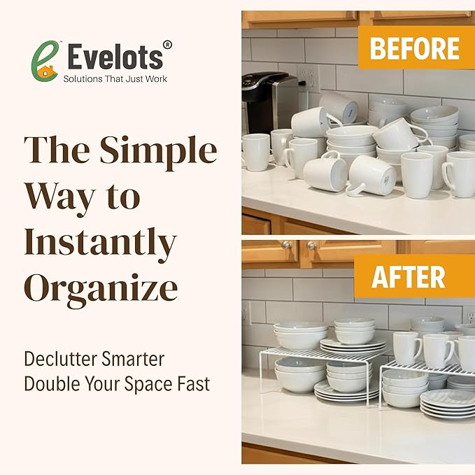 Evelots Kitchen Cabinet Wire Shelf Organizer/Rack - Image 3