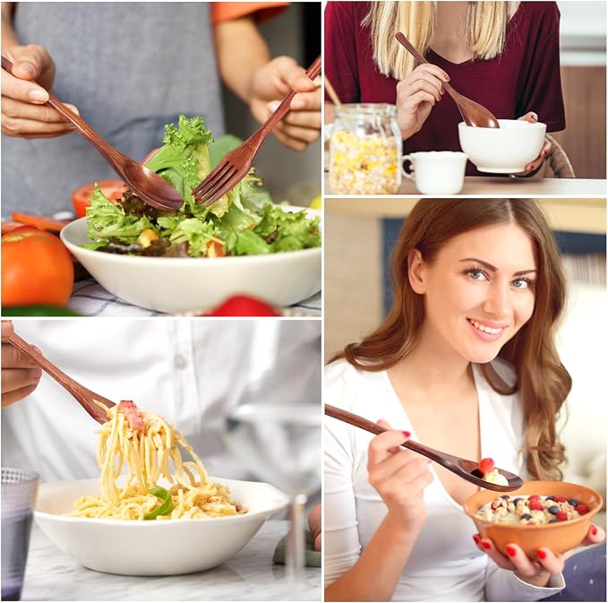 12 Pieces Wooden Forks and Spoons - Image 5