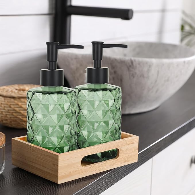 Clear Green Glass Soap Dispenser - Image 5