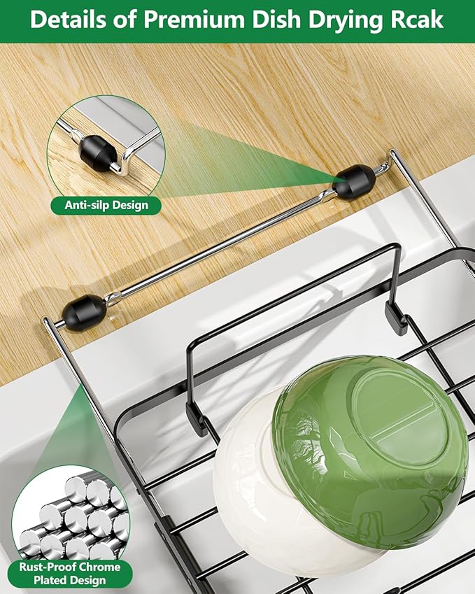Small Dish Drying Rack, Expandable Sink Dish Rack Over Sinks, Dish Drainer - Image 5