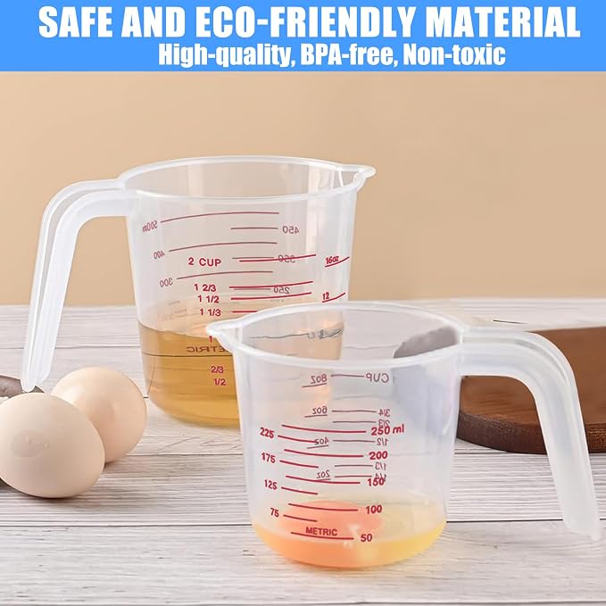 DTDNZKN 2 Pack Measuring Cup Set, Includes 250Ml, and 500Ml Plastic Liquid - Image 7