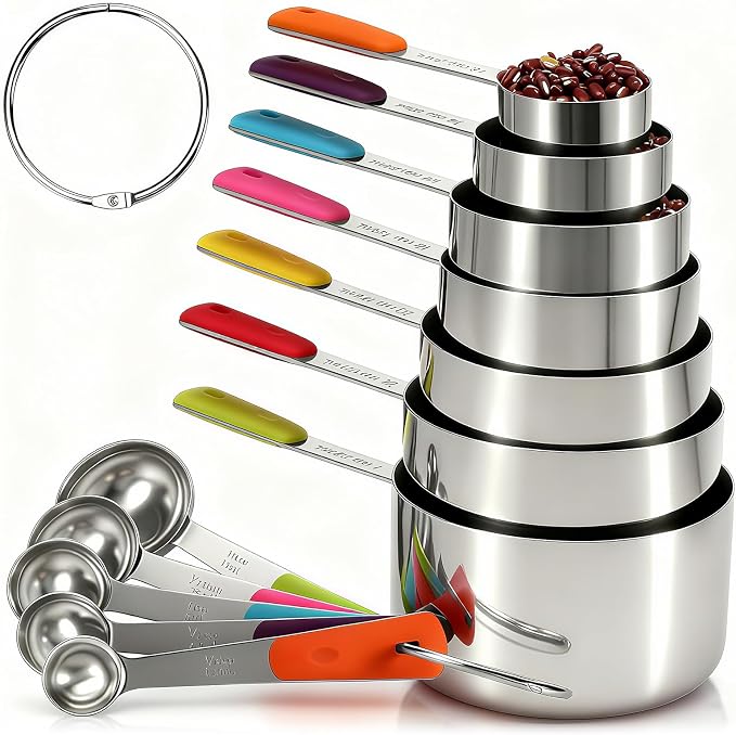 Bopei Measuring Cups and Spoons Set Stainless Steel 12 Piece by Bopei