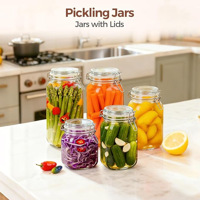ComSaf 3-Pack 78oz Large Square Airtight Glass Jars - Image 7