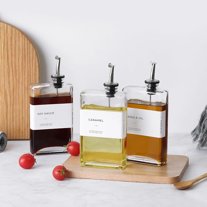 Olive Oil Dispenser Bottle for Kitchen, 3 Pack Glass Oil and Vinegar Dispenser - Image 7