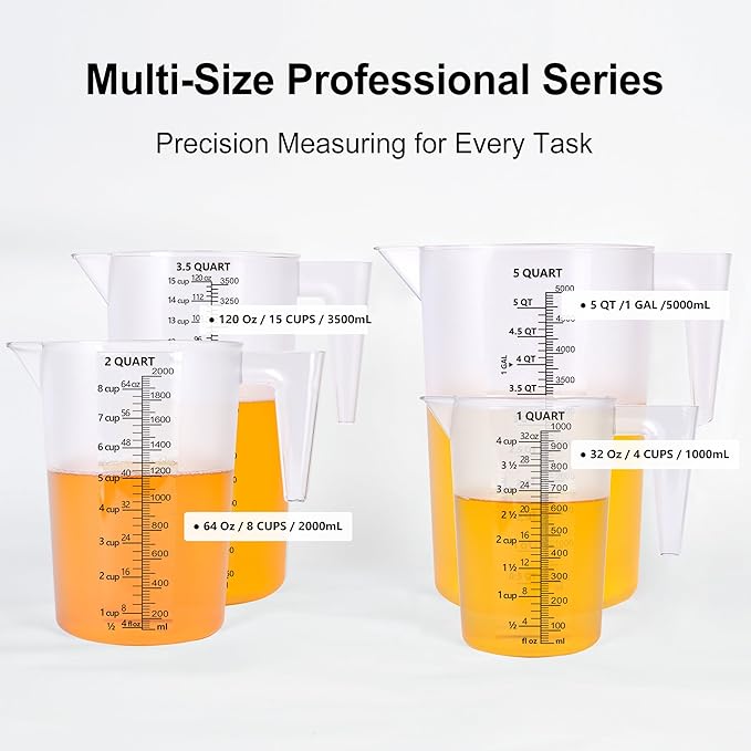 Food-Grade Plastic Measuring Pitcher – 64 Ounce & 8 Cups Measuring Cups - Image 4
