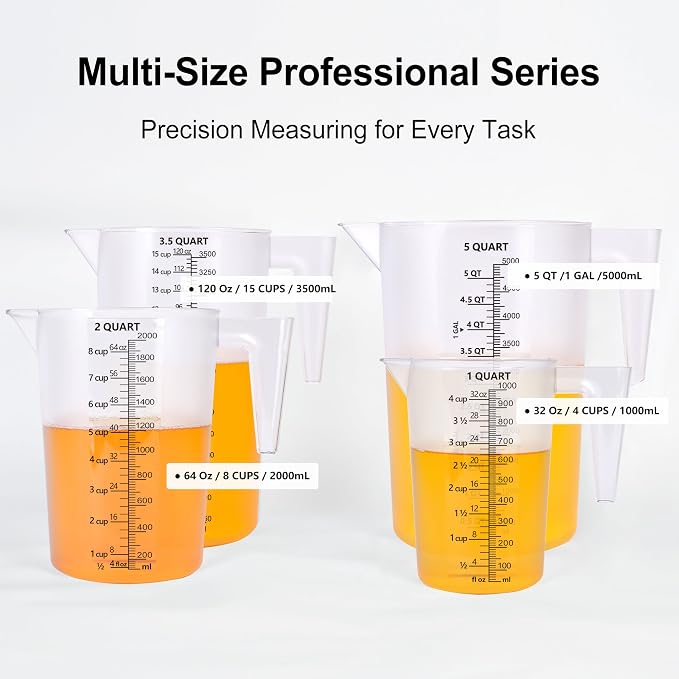 Food-Grade Plastic Measuring Pitcher – 32 Ounce & 4 Cups Measuring Cups - Image 4